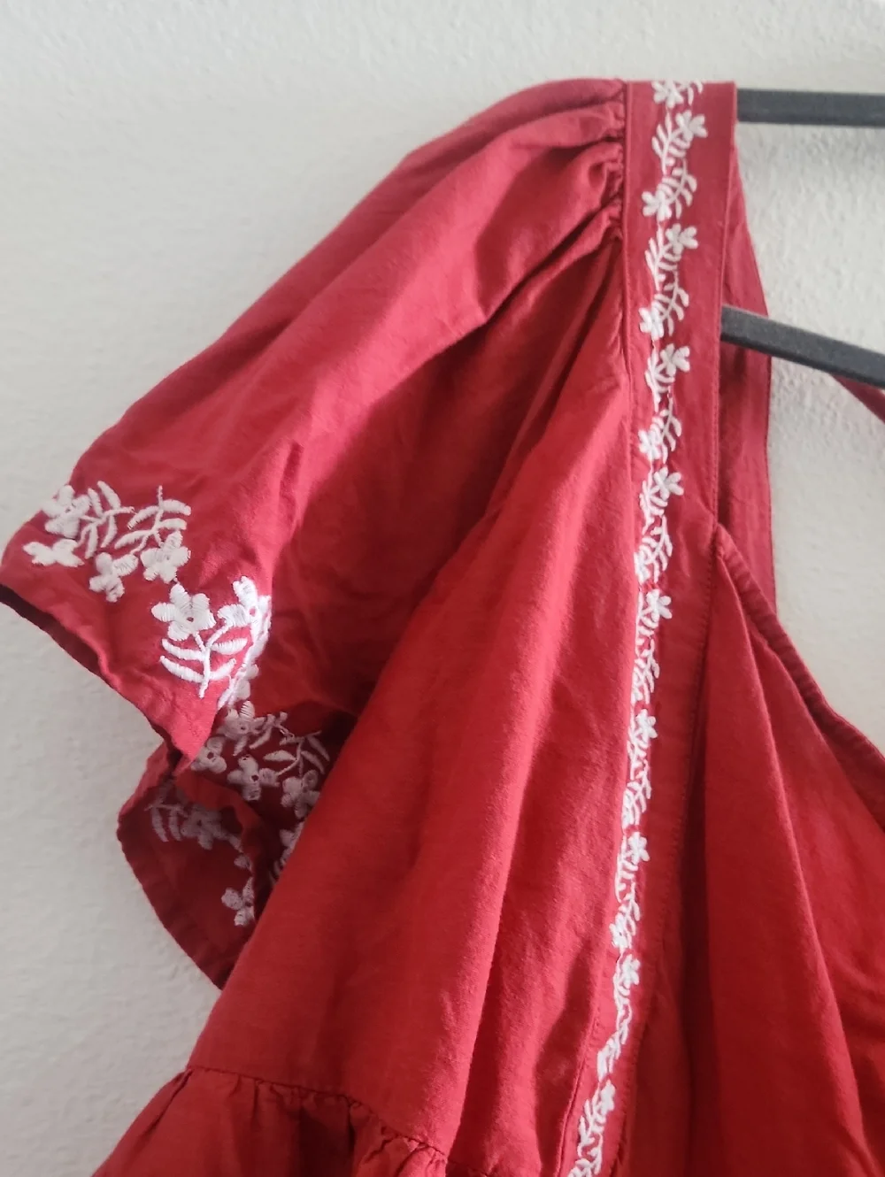 Old Navy Red Embroidered Peasant Blouse
